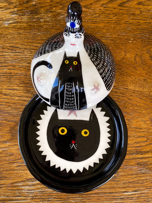 Butter Dish - *notsocrazy* Black Cat Lady