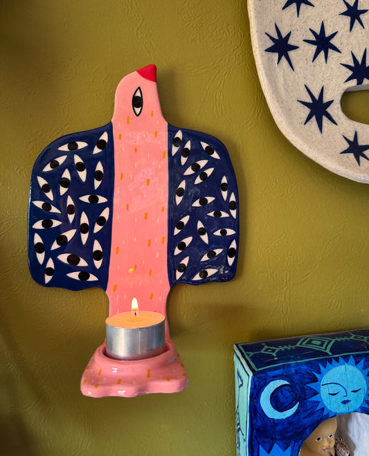 Candle Holder - eyes on me bird