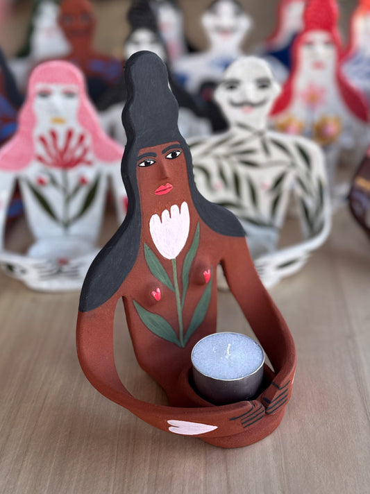Candle Holder - one tulip lady