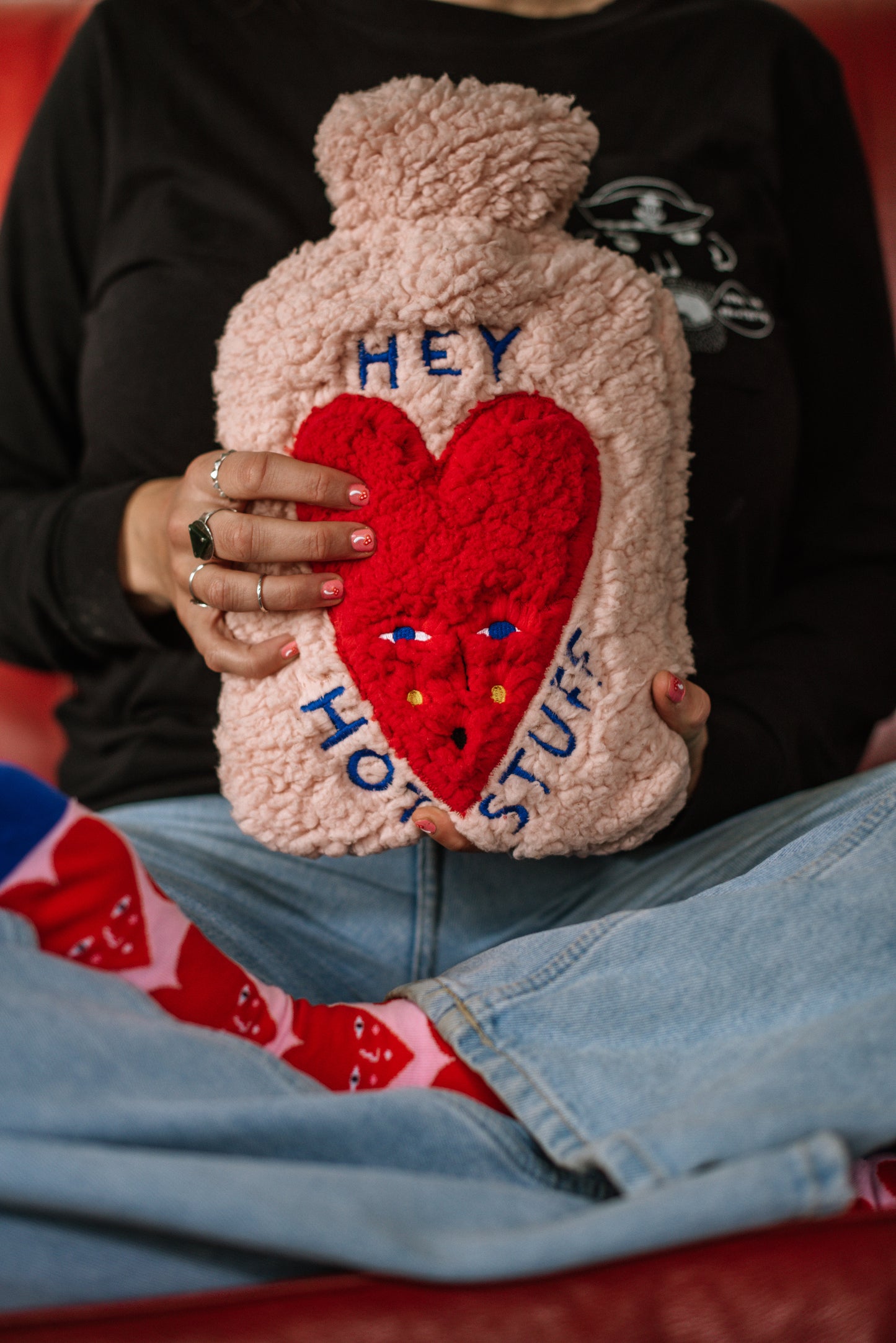 Hot water bottle - 'Hey hot stuff'