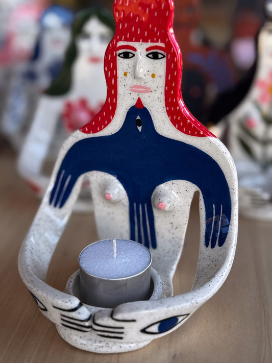 Candle Holder - she is a bird