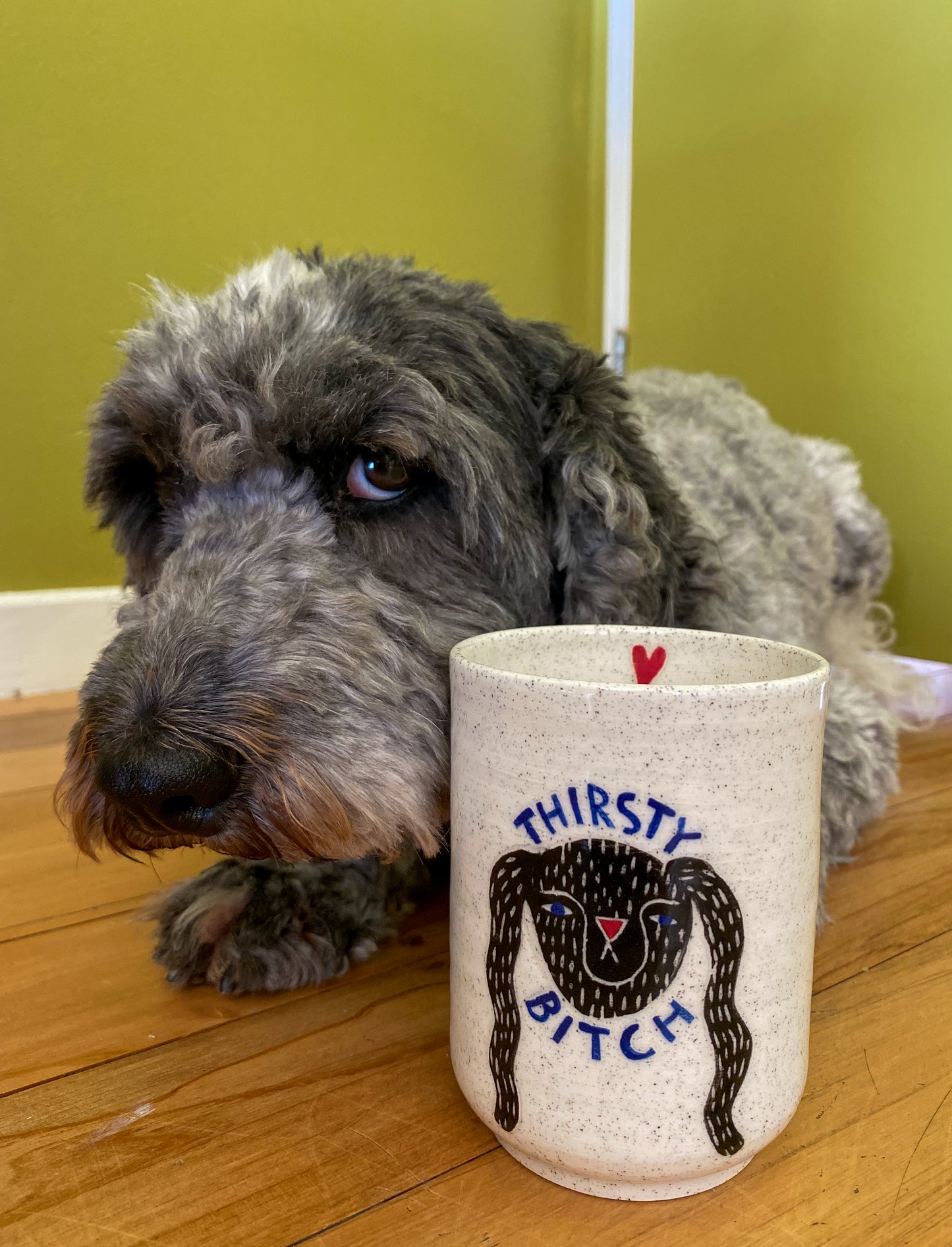 Thirsty Bitch - speckled clay cup