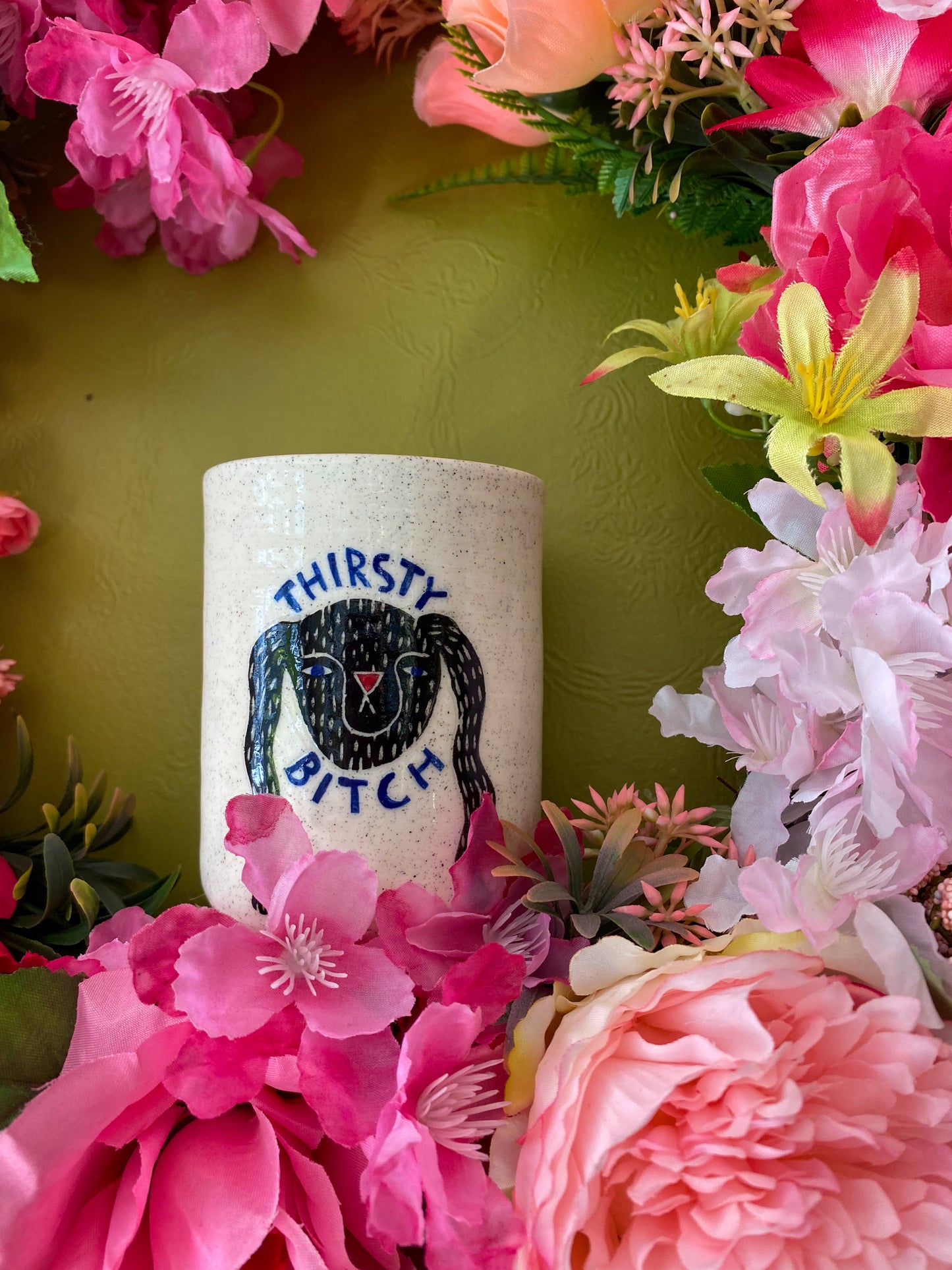 Thirsty Bitch - speckled clay cup