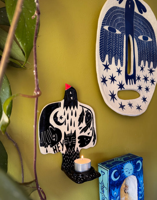 Candle Holder - black bird