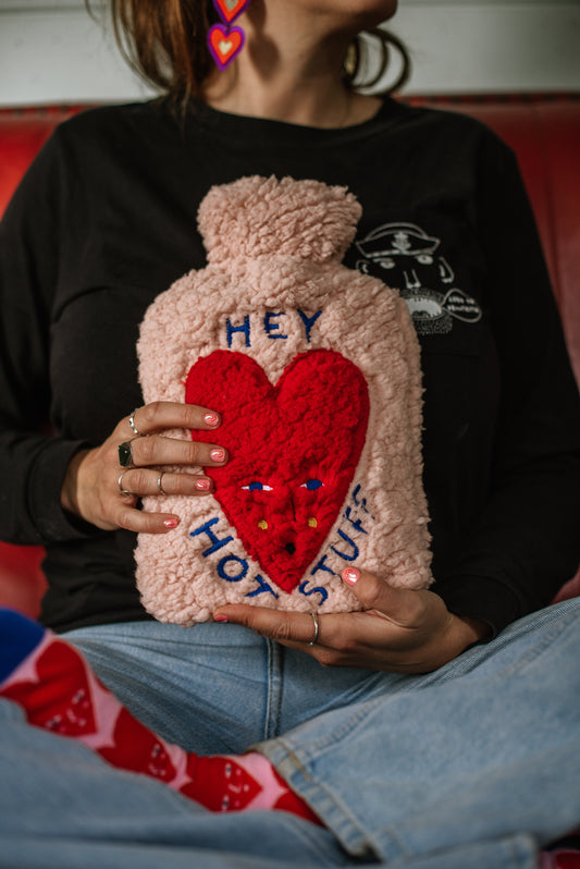 Hot water bottle - 'Hey hot stuff'