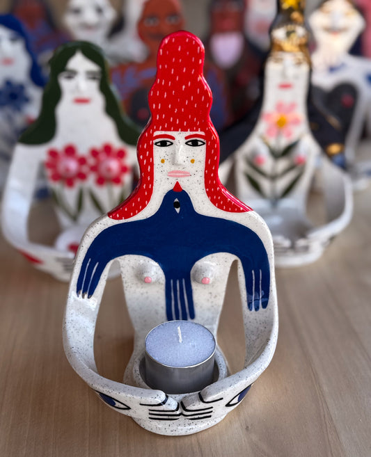Candle Holder - she is a bird